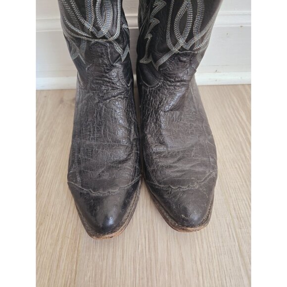 Tony Lama Y2060 Black Leather Embroidery Western Cowboy Pull On Mens Boots 11 D - Picture 6 of 12